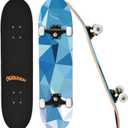 NOBONDO Standard Skateboards for Beginners - 31" x 8" Complete Pro Skateboard for Girls and Boys, 7 Layer Canadian Maple Double Kick Concave Trick Skate Board with Repair Kit for Kids and Adults