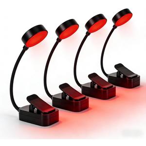 4 Pack Red Book Light,Readling Light3 Modes,Brightness AdjustmentNO Blue Light,Eye Care,Promoting Natural Sleep Aid (Black)