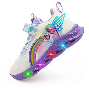 Movie Casual Shoes LED Light Up SneakersSnow Princess Shoes Baby Toddler Shoes Girl Birthday Present (3,Purple)