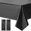 Just Shimmer 2 pcs Black Tablecloth Plastic -Stunning Metallic Matte Finish, 40" x 108" Halloween Table Cloth, for Halloween Graduation Space Scorpio Birthday Party Anniversary Event Decorations Pack Of 4