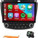 for Honda Accord 7th 2003 2004 2005 2006 2007 Android Car Stereo with Wireless Carplay/Android Auto 10.1" Touchscreen Autoradio Support WiFi GPS Navigation Backup Camera SWC FM/RDS Radio