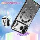 Bonoma Compatible with iPhone 17 Pro Case 2025 Support for MagSafe, Plating Heart Glitter Magnetic Case TPU Camera Protection Back Cover for Phone Case -Black