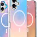 LONLI Hue - Magnetic Case for iPhone 16 - [Compatible with Magsafe] - [360 Shock-Absorbent Bumper] - [Cute and Unique Phone Cover for Girls and Women] - Fluorescent Holographic Iridescent