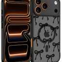 for iPhone 17 Pro Max Case, Black Cute Ribbon Bow Pattern Print Magnetic Case [Compatible with MagSafe] [Translucent Matte] Slim Shockproof Protective Bowknot Women Girls Phone Case
