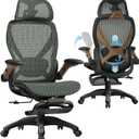 ELABEST X100 Ergonomic Mesh Office Chair with Footrest, Big and Tall Hone Desk Chair with 5D Flip-Up Arms, Adjustable 3D Lumbar Support,Gaming & Executive Computer Chairs, 24in X 26in X 41in