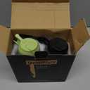 TrendPlain 16oz/470ml Glass Olive Oil Sprayer for Cooking  2 in 1 Olive Oil Dispenser Bottle for Kitchen Gadgets and Air Fryer Accessories, Salad, BBQ - Black & Green