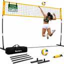 Volleyball Net for Backyard – 12ft Outdoor Volleyball Net with Fibreglass Poles, Alloy Base & Carry Bag | Portable Volleyball Net Set with Ball & Pump | Adjustable Height for Men & Women