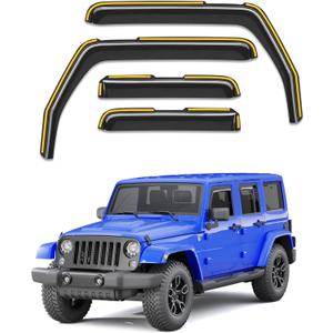 in-Channel Window Visors Rain Guards Fit for Jeep Wrangler JK 2007-2018, Window Rain Guards Vent Visors, Window Deflector Vent Shades for Jeep Wrangler JK 07-18, Car Accessories -4 pcs