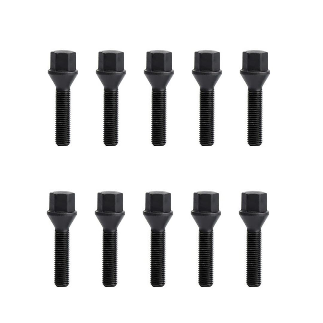 KSP M14x1.25 Lug Bolts for I3 I8 M2 M4 F80 X2 X4 X6, Conical Seat Extended 45mm Shank Hex 17mm Black Dacromet Wheel Studs Compatible with BMW Mini, Package of 10PCS