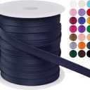 LEREATI Satin Bias Tape Double Fold 2/5 Inch x 55 Yards, Bias Tape for Sewing, Polyester Quilt Binding Tape, Piping Trim Fabric Tape for Hemming, Seaming, DIY Crafts (Dark Blue)