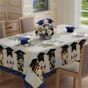 XCHI Gnome Congrats Grad Cap Firework Graduation Tablecloth Rectangle Table Cloth Table Covers for Indoor Dining Home Party Decorations 60x104 Inch
