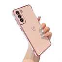 ZTOFERA for Samsung Galaxy S22 5G Case, Cute Plating Edge Love Hearts Pattern with Camera Lens Protection Phone Case for Galaxy S22 6.1",Pink