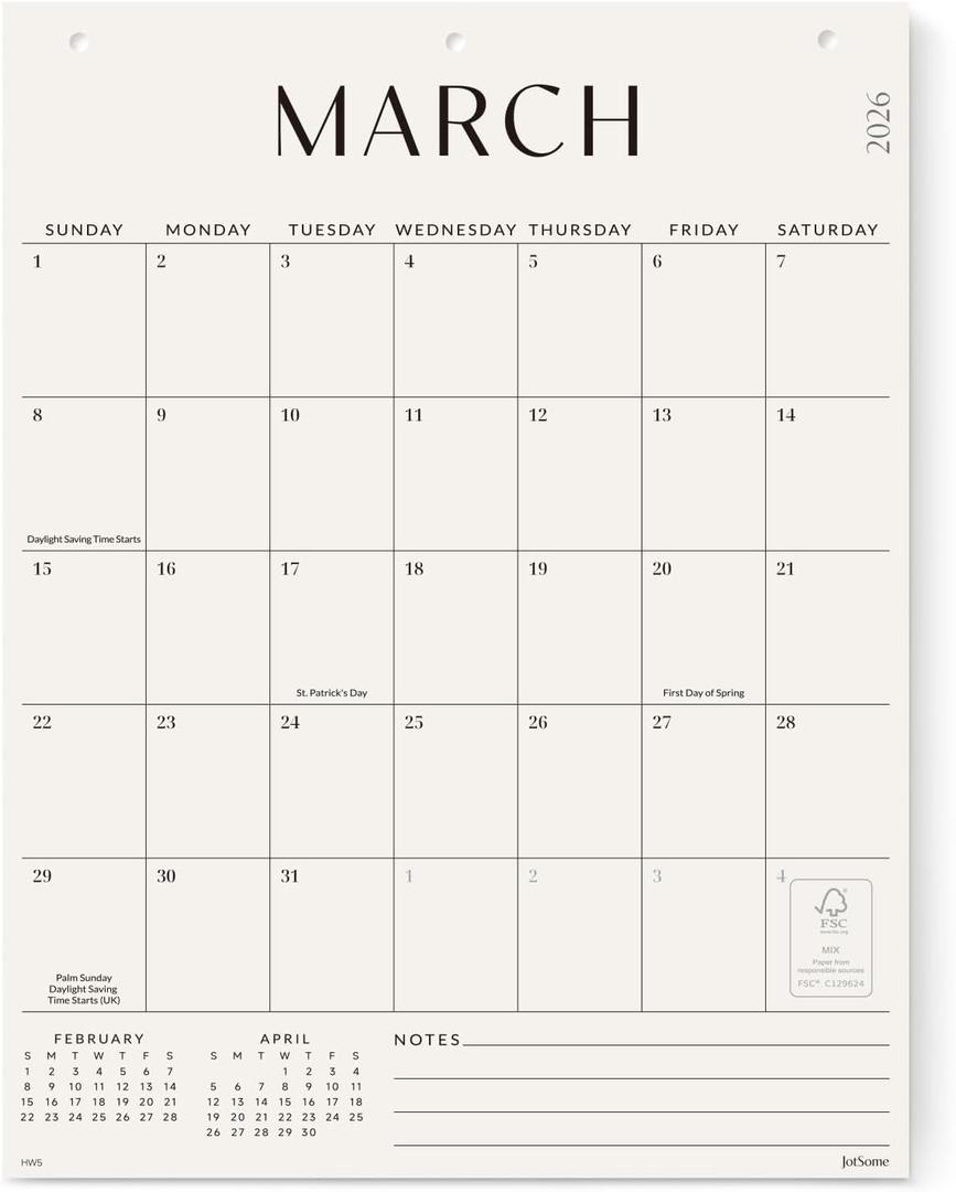 Jotsome Large Wall Calendar 2026-2027, Monthly Wall Calendar From Now to June 2027 17 x 22 inch in Home and Office for Easy Organizing, Gift for the Holidays (Now - Jun 2027, 17" x 22")