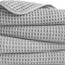 POLYTE 430 GSM Microfiber Lint Free Hand Towel, 16 x 30 in, 4 Pack (Waffle Weave) (Light Gray)