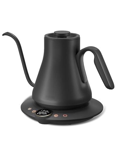 INTASTING Electric Kettle, Gooseneck Electric Kettle, ±1℉ Temperature Control, BPA-Free Stainless Steel Inner, Quick Heating, for Pour Over Coffee, Brew Tea, Boil Hot Water, 1500W/0.9L Dark Grey