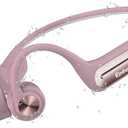 KIM HOST Bone Conduction Headphones, Open Ear Headphones with MP3 Mode 32GB, 10Hrs Playtime IP68 Waterproof Swimming Headphones Secure Fit for Running, Cycling, Work, Gift (Pink）