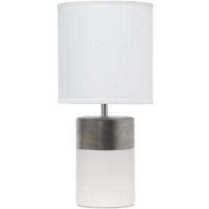 Simple Designs LT1114-OFF Two Toned Split Colors Basics Porcelain Bedside Table Lamp, Silver and Off White