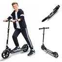Kick Scooter for Kids Ages 6+, Teens & Adults, Adjustable Handlebars, Rear Brake, Big Wheel Foldable Scooter for Indoor & Outdoor