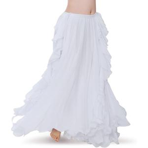 ROYAL SMEELA Chiffon Belly Dance Skirt Slit Bellydance Skirts Tribal Belly Dancer Costumes for Women Carnival Outfit white, medium