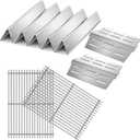 Stainless Steel 7524 Grill Grates for Weber Genesis E310 E320 E330 S330 EP-310 with 7620 Flavorizer Bars and 7622 Heat Deflector 19.5” Grill Replacement Parts for Weber 300 Series 7528, 7621