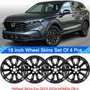 18" Wheel Skins for 2023-2024 Honda CR-V EX EX-L, Glossy Black ABS+PC Wheel Covers, Snap-On Alloy Rim Covers, Durable & Scratch-Resistant, Set of 4