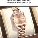 Stainless Steel Rose Gold Diamond Quartz Wristwatch, Fashionable Square Waterproof Date Ladies' Watch