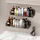 Diesisa 2pc Acrylic Wall Mounted Shower Caddy, Adhesive Shelf, Bathroom Shelves for Wall, Self Adhesive Organizer, No Drilling Hang Walls, for Bathroom, Kitchen, Living Room