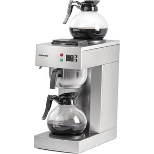 NUPANT 12-Cup Coffee Maker 1.8L Commercial Drip Coffee Maker Pour Over Coffee Machines with 2 Glass Carafes and 2 Warmers Plate Stainless Steel Coffee Brewer for Cofe Bar and Restaurant