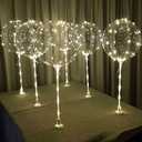Lightsfever warm white 6pc LED Light up Balloon with sticks, stands and batteries, Table top centerpieces for party, 4th July Decor, no helium required DIY Kit (warm white)