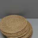 GENMOUS Woven Placemats Set of 12, 12" Round Placemats Natural Water Hyacinth Boho Placemats, Farmhouse Rattan Chargers for Dinner Plates, Rustic Braided Wicker Table Mats for Thanksgiving, Home, Wedding