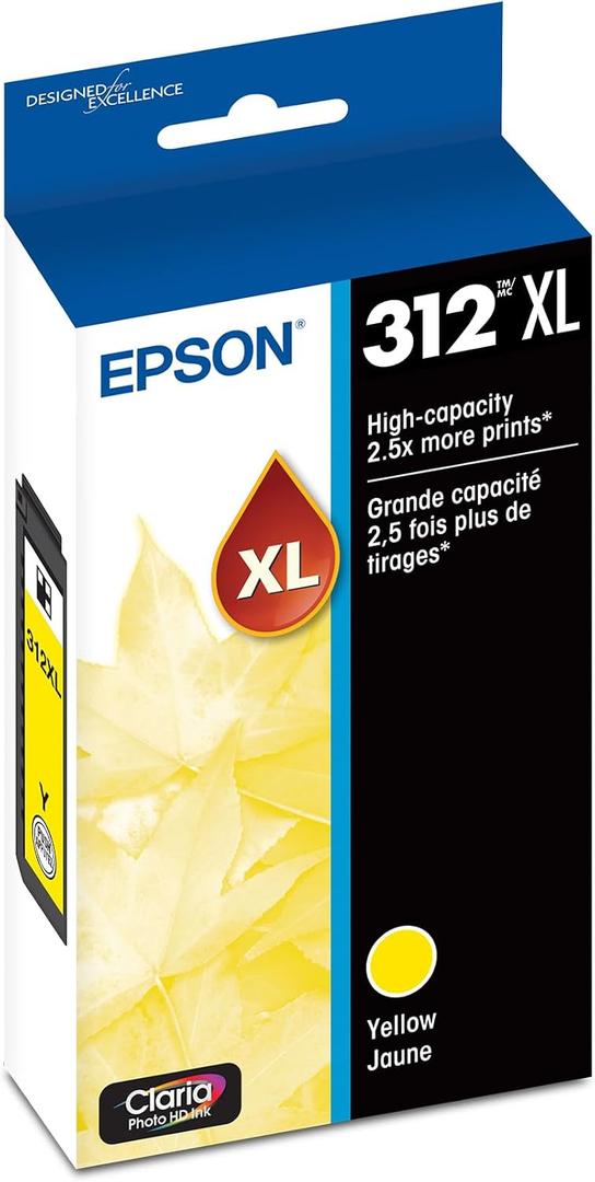 EPSON 312 Claria Photo HD Ink High Capacity Yellow Cartridge (T312XL420-S) Works with Expression XP-8500, 8600, 8700, 15000