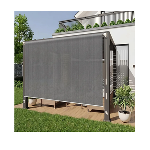 HENG FENG Outdoor Roller Shade for Patio 8'(W) x6'(H) Shades Roll up Outdoor Blinds Cordless Privacy Screen for Porch Pergola Balcony,Dark Grey