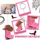 Teenyyou 12 Pcs Cowboy Boots Table Number Holders Wooden Photo Balloon Place Card Holders Cute Cowboy Picture Number Sign Stands for Western Party Birthday Wedding Party Event(Pink)