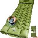 Camping Sleeping Pad with Pillow, Built-in Foot Pump Inflatable Sleeping Pad, Ultralight Air Mattress, Durable Waterproof Camping Pad for for Tent, Backpacking, Hiking (5" Thick Single)