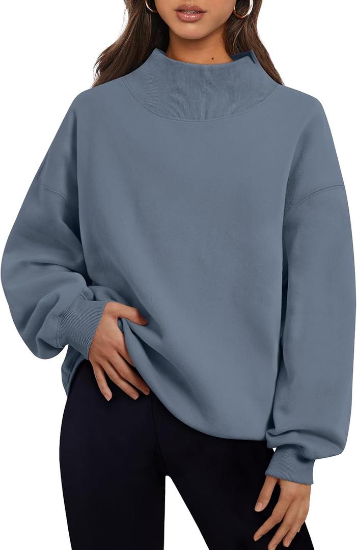 Trendy Queen Womens Oversized Sweatshirts Mock Neck Pullover Long Sleeve Tops Fall Fashion Outfits 2026 Clothes (M)