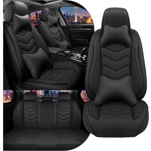 Car Seat Covers for Honda Civic 2000-2025, Stylish Sport Seat Cover, Premium Nappa Leather Car Seat Cover. Automobile Seat Covers Sets.(Luxury 5 Seats/Pure Black)