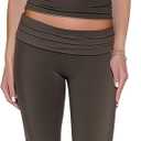 Capri Pants Set for Women – 2 Piece Pants Set, Halter Top, Foldover Waistband, Bodycon Fit, Premium Stretch, Small