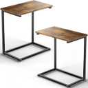 Pipishell C Shaped End Table Set of 2, Side Table for Couch Slide Under, C Table Sofa Side End Table for Living Room 27 inches High,PIET06K2 (12.6D x 20.5W x 27.2H in, Rustic Brown-2pack)