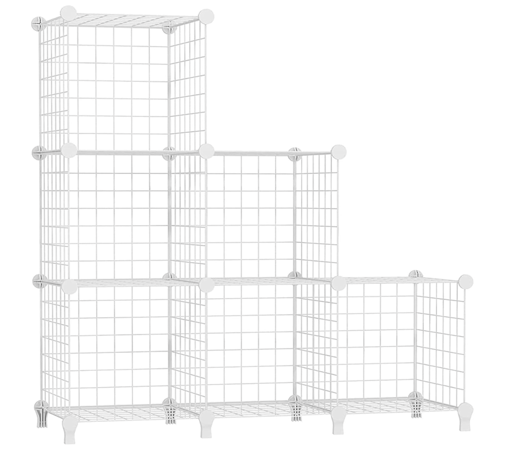 AWTATOS Wire Cube Storage Organizer, Closet Organizers and Storage, Metal 6 Cube Storage Shelves Bookshelf, Portable Closet Clothes Organizer for Bedroom, Home, Office, White