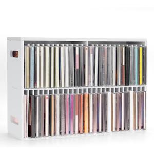 SANFURNEY 52 Slots CD Storage Holder, Wall-Mounted CD Display Stand Jewel Cases Organizer Rack, Stackable Disc Case Holder for Theatre Room