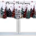 Christmas Window Valance, 54x18 Inch Christmas Tree Snowflake Curtains Valance with Rod Pocket Winter Colorful Doorway Decoration for Kitchen Bathroom Living Room Bedroom