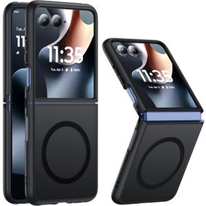 NO.1 Magnetic for Motorola Razr+ Plus 2025/2024 Case Compatible with MagSafe[Military Shockproof][Translucent Matte][Anti-Fingerprint] Soft Silicone Bumper for Moto Razr+ 2025/2024 Case,Black