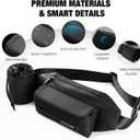 Fanny Pack Compatible with Ray Ban Meta Accessories, Waist Pack for Ray-Ban Meta Wayfarer/Skyler/Headliner Charge Case, Leather Waist Bag for Men & Women, Fits Glasses Case & Phone, Up to 41"