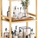 HITNET Tall Narrow Bookshelf, 5 Tier Bathroom Shelf Bamboo, Floor Standing Display Storage Organizer for Small Space, Adjustable Shelves, Natural Wood Bookcase