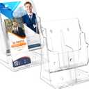 MaxGear Brochure Holder 2 Tier 8.5x11 inch with Removable Divider for 4x9 inch Acrylic Literature Display Stand Clear Plastic Flyer Holder Wall Mount or Countertop Use for Pamphlets, Booklets, 2 Pack