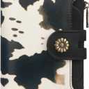 Blucoay Wallet Women,RFID Blocking Leather Womens Wallet Bifold Compact Card Holder Small Wallet for Women with Removable ID Window Cowprint Black