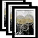Fxojyvo 6x8 Picture Frame Set of 3, Display Photo 5x7 with Mat or 6 x 8 Without Mat, Light Weight and High Transparent 6 by 8 Frame for Wall - 3 Pack/Black/6"x8"