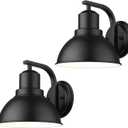 zeyu 8.4'' Barn Sconce Wall Lighting, 2 Pack Industrial Wall Lights for Bedroom Dining Room, Metal Dome Shade in Black Finish, ZY24-1W-2PK BK