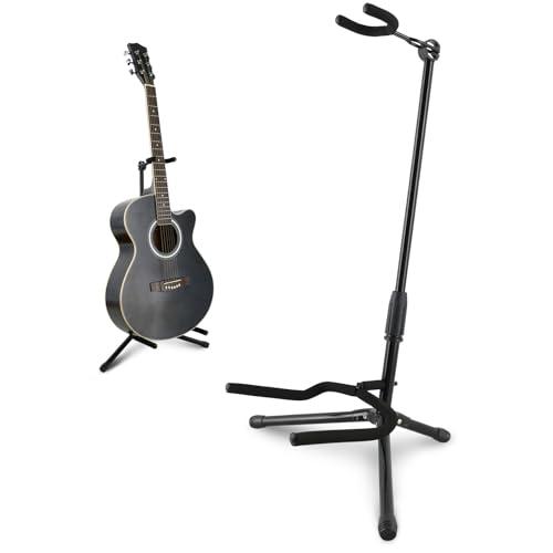 EASTROCK Guitar Stand - Guitar Stands Floor Adjustable Folding Guitar Stand for Acoustic Electric Bass Guitar Banjo Mandolin, Black Tripod with Foam Padding & Non-Slip Feet (1PACK)