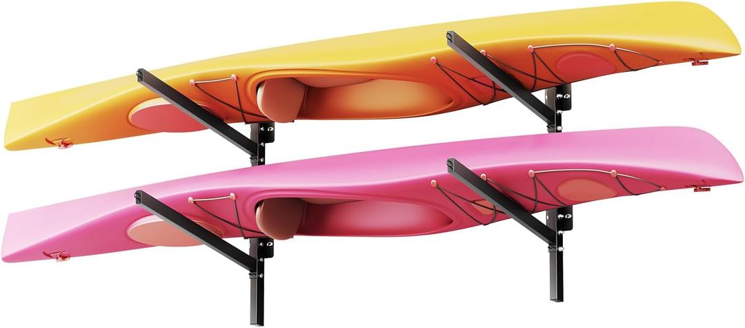 VEVOR Kayak Storage Rack for 2 Kayaks, Holds 200 lbs, Heavy Duty Adjustable Wall Mount Stand for Indoor Outdoor Garage Shed Dock, Storage Holder for Canoe, Small Boat, SUP, Surfboard & Paddleboard